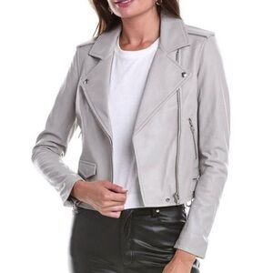 IRO ASHVILLE Light Gray Leather Jacket